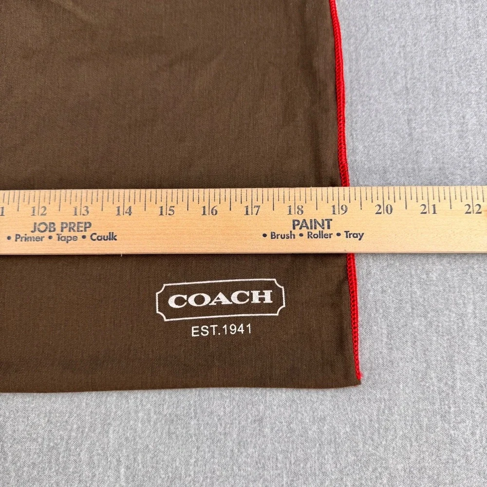 Coach Dust Bag Brown Drawstring Storage Pouch Red Trim 19 x 14.75 Large
